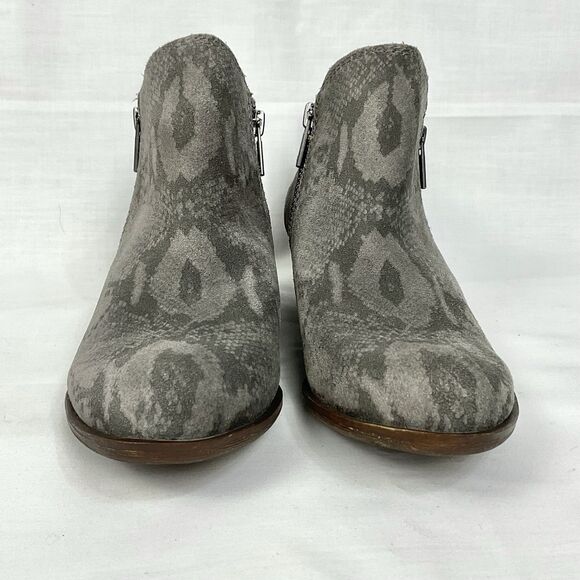 Lucky Brand Basel Ankle Booties Silver Cloud Snakeskin Print Grey Sz 6 New Boots - Picture 3 of 11